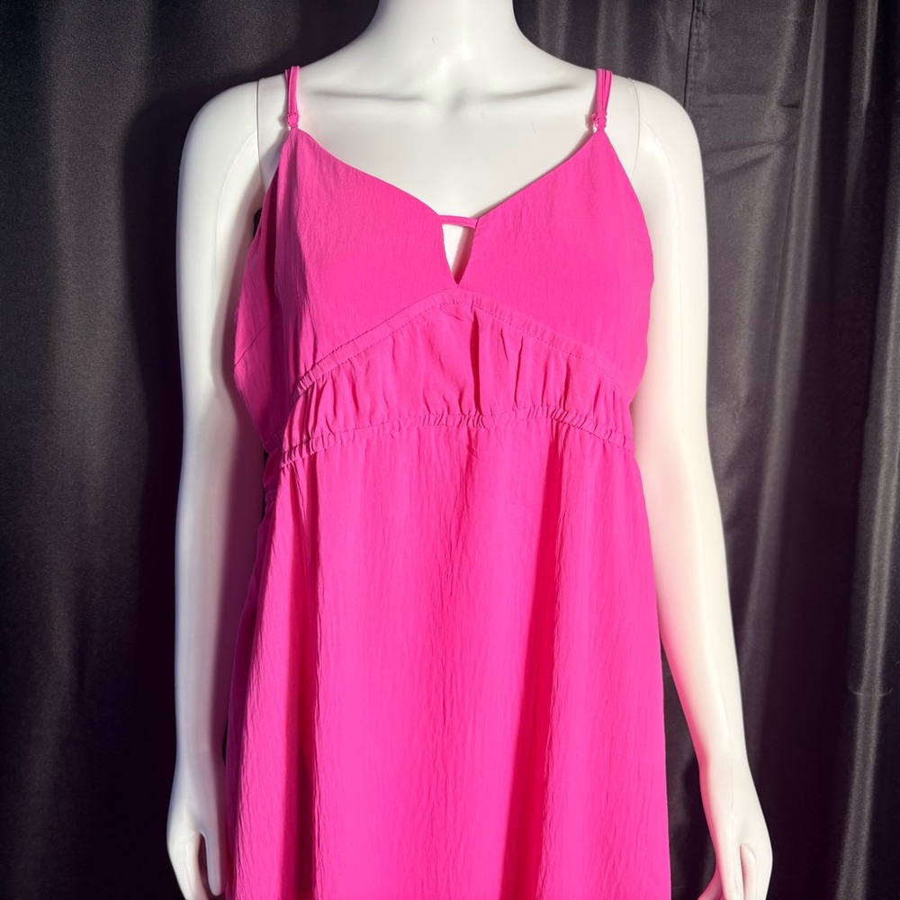 NWT A New Day Pink Maxi Dress Size XL Crinkle Gauze Cutout Front Target - Picture 2 of 5